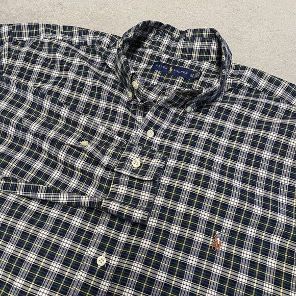 Ralph Lauren Shirt Mens XLT Tall Plaid Button Down Casual Preppy Flesh Pony - Picture 1 of 8